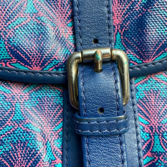 Liberty of London Carnaby Crossbody Saddle Bag Purse Blue Iphis Print - Picture 3 of 11